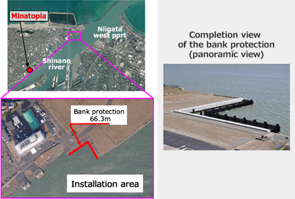 Installation area/Completion view of the bank protection (panoramic view)